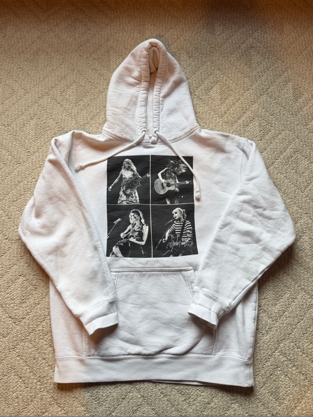 Taylor Swift White Crewneck Hoodie with Black Photo Panel